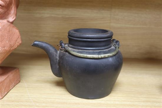 A Chinese pottery teapot height 15cm